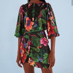 🌺Blooming garden black mini skirt